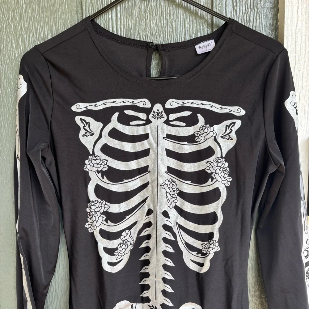 Spirit Halloween Womens Skeleton Jumpsuit Costume Small - Picture 2 of 7